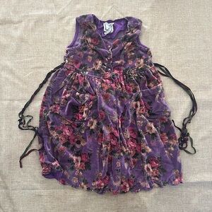 Vintage April Cornell | Purple Floral Velour Dress | 2T